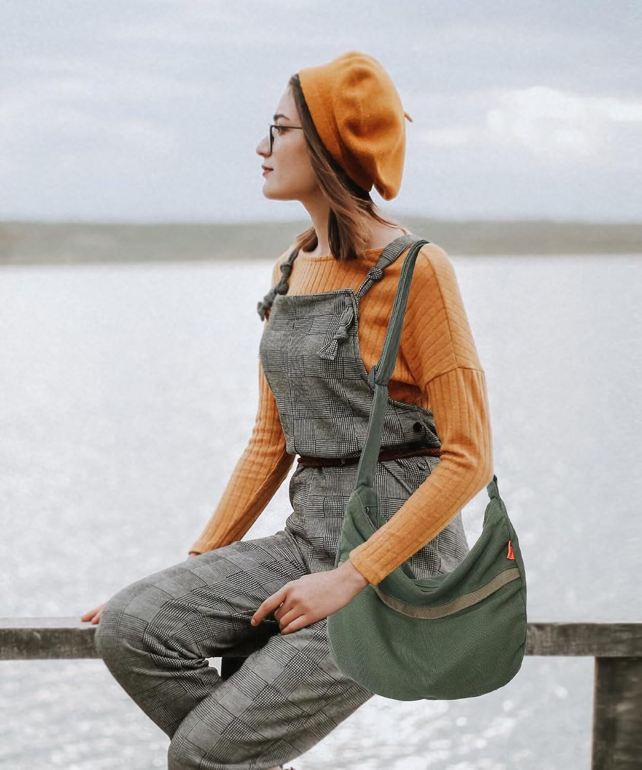 Hobo Crossbody Bags for Women, Canvas Messenger Bag Shoulder Tote Bag Travel Hiking Work