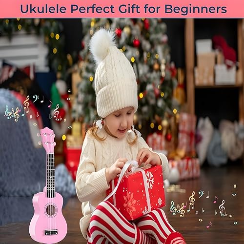 Vista 34 de Guitarra acústica de madera de 21 pulgadas, instrumentos musicales ideales para niños de 3 a 9 años de edad, regalos (azul)