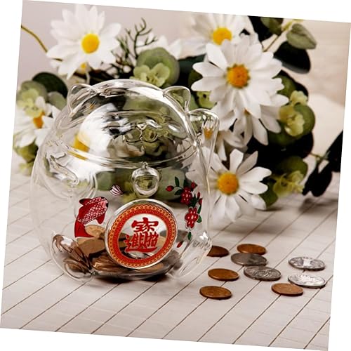 Miniatura 9 de Alcancía transparente para adultos, alcancía de cristal, hucha de cristal, figura de gato de la suerte, caja de cerdito, estatua de gato Maneki,