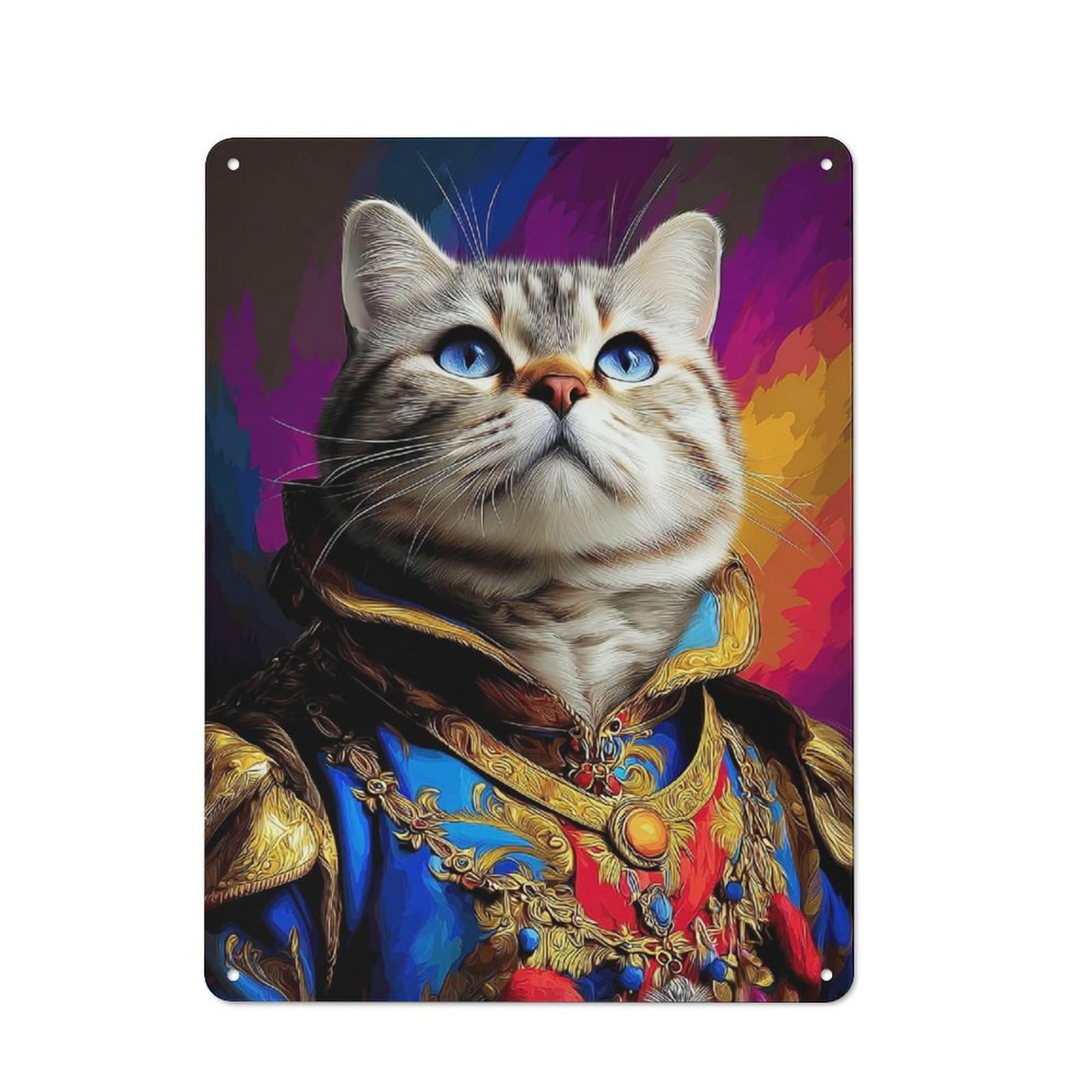 Junmoney Royal Cat In Majestic Attire Vintage Tin Sign 40X30cm Featuring For Café Or Home Bar, A Metal Wall Feature For Cafés And Home Bars