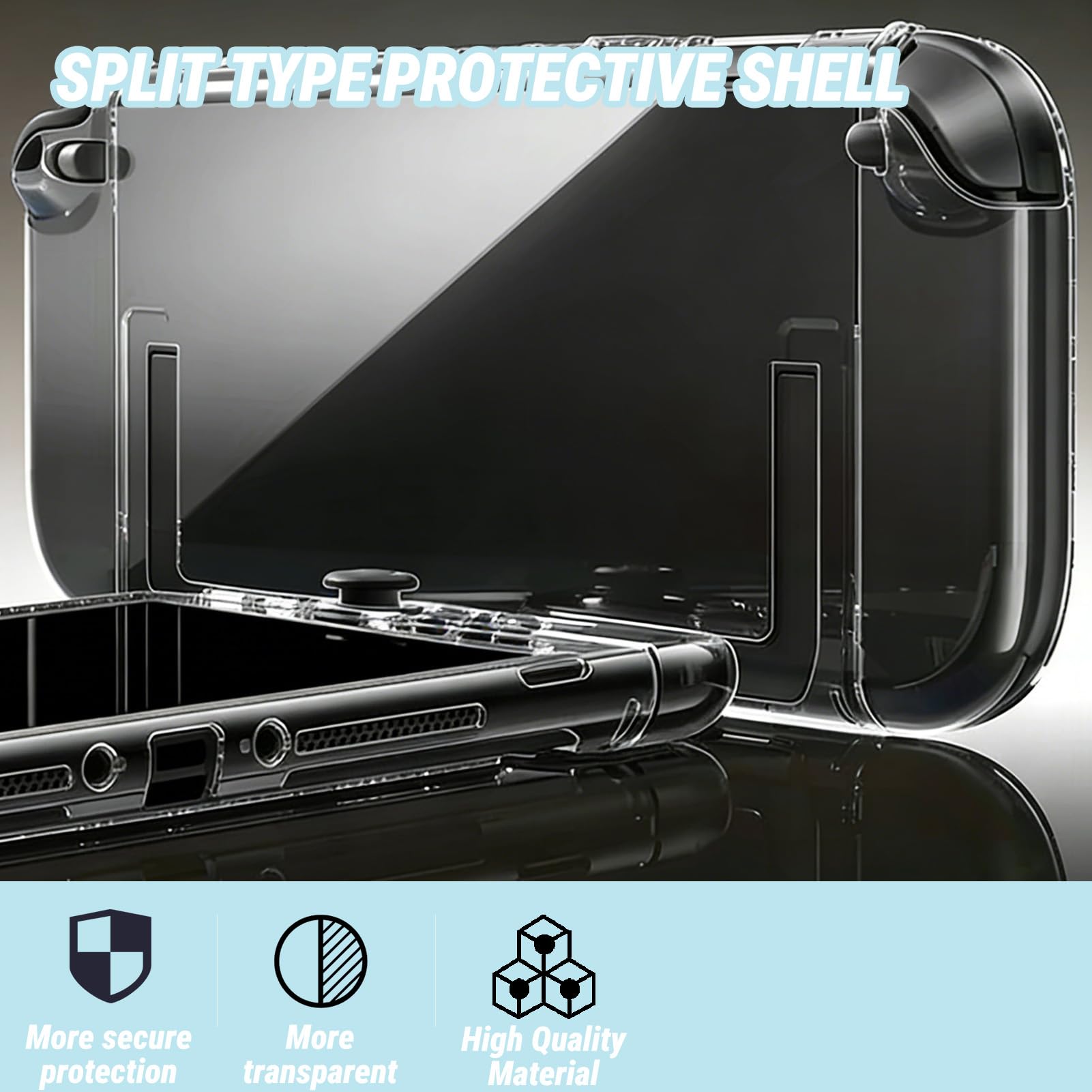 Xevtrak for Nintendo Switch 2 Case, Transparent Protective Case Set with Dual-Surface Design, Crystal-Clear Dockable Shell, Quick-Release for Nintendo Switch Lite, Precision Fit for Joycon Controller — view 5