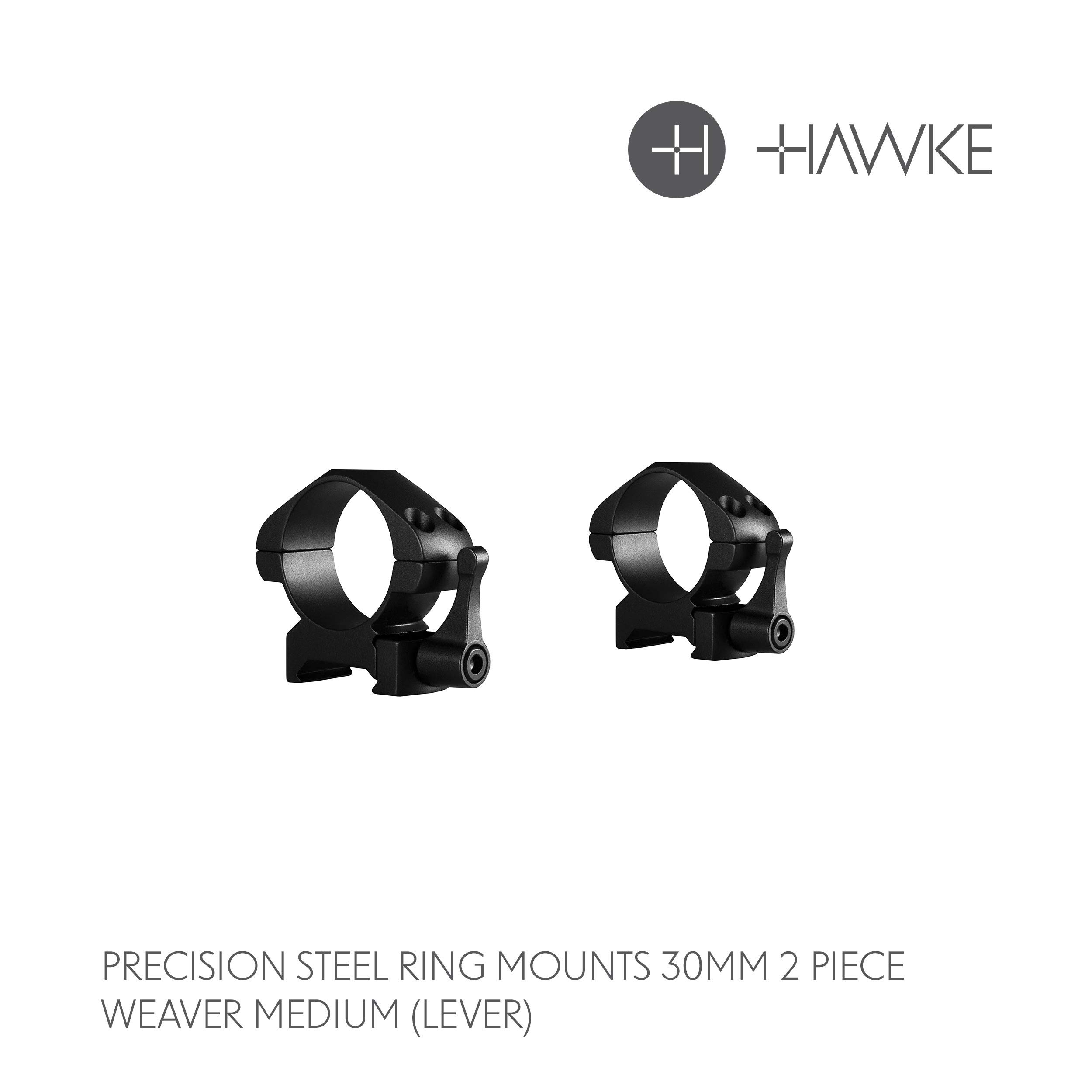 Hawke 30mm Steel Precision Weaver/Picatinny QR Scope Mount Rings - MEDIUM 23016