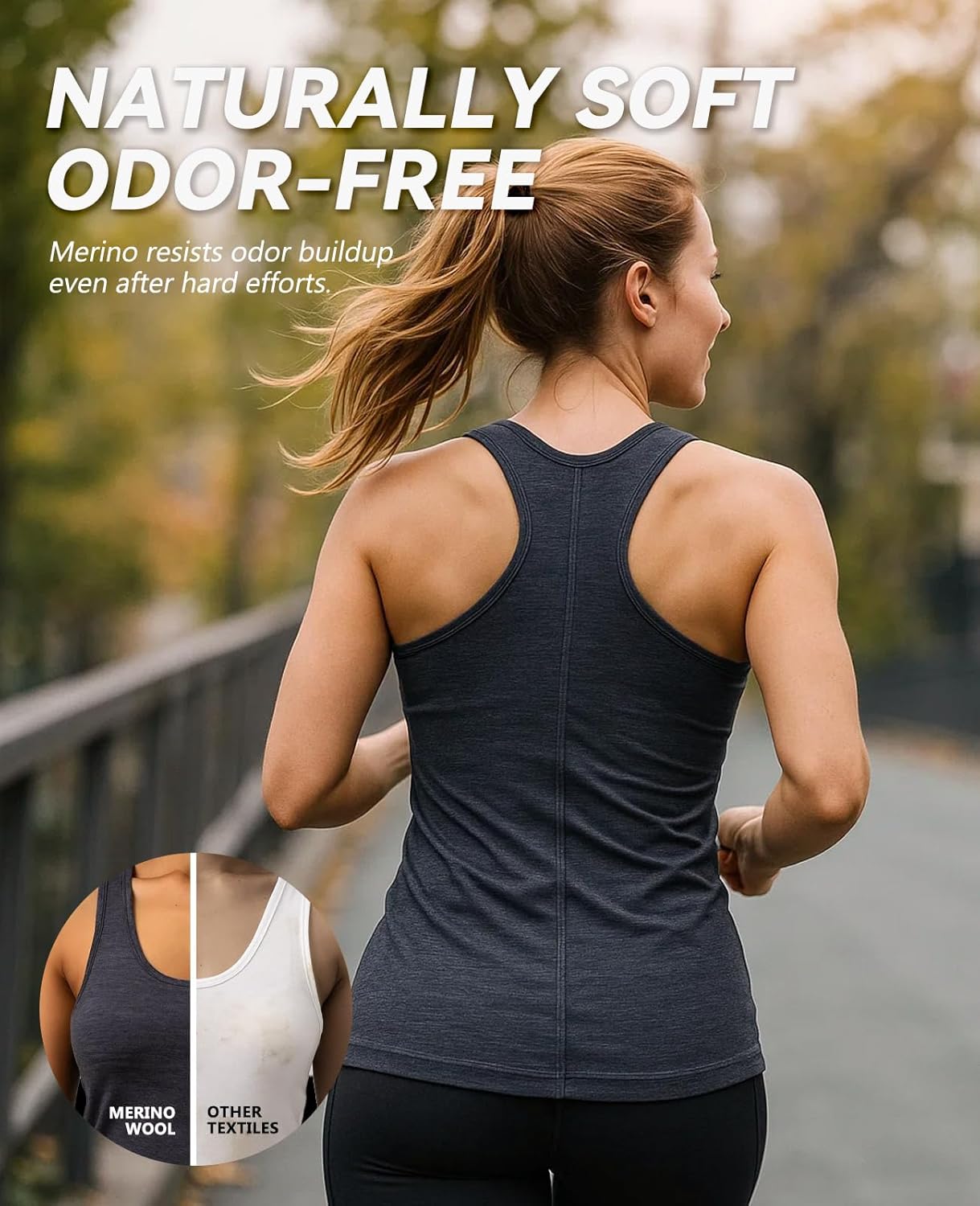 Merino Protect 100% Merino Wool Tank Top Women Moisture Wicking Undershirt Odor Resistance T Shirt for Hiking Travel - Image 4