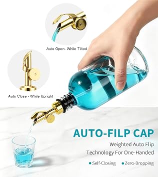 Gargara Dispenseri, Banyo için Cam Gargara Dispenseri, Bardaklı Ağız Yıkama Kabı Şişesi, 2 Paket Doldurulabilir Gargara Dekantörü, 16 oz