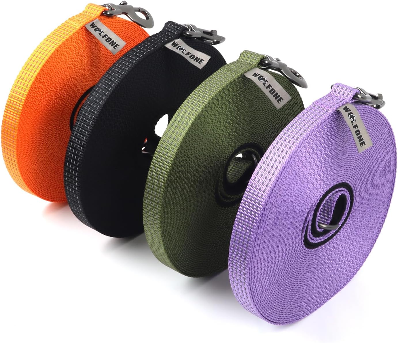 Wolfone ロングライン 犬用リード パッド入りハンドル付き パープル 15m トレーニングリーシュ 反射リード 犬用屋外