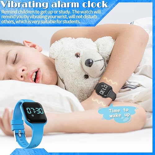 Miniatura 6 de Reloj deportivo simple para niños, contador de pasos digital, reloj deportivo impermeable, con podómetro, despertador, calendario para niños, niñas,