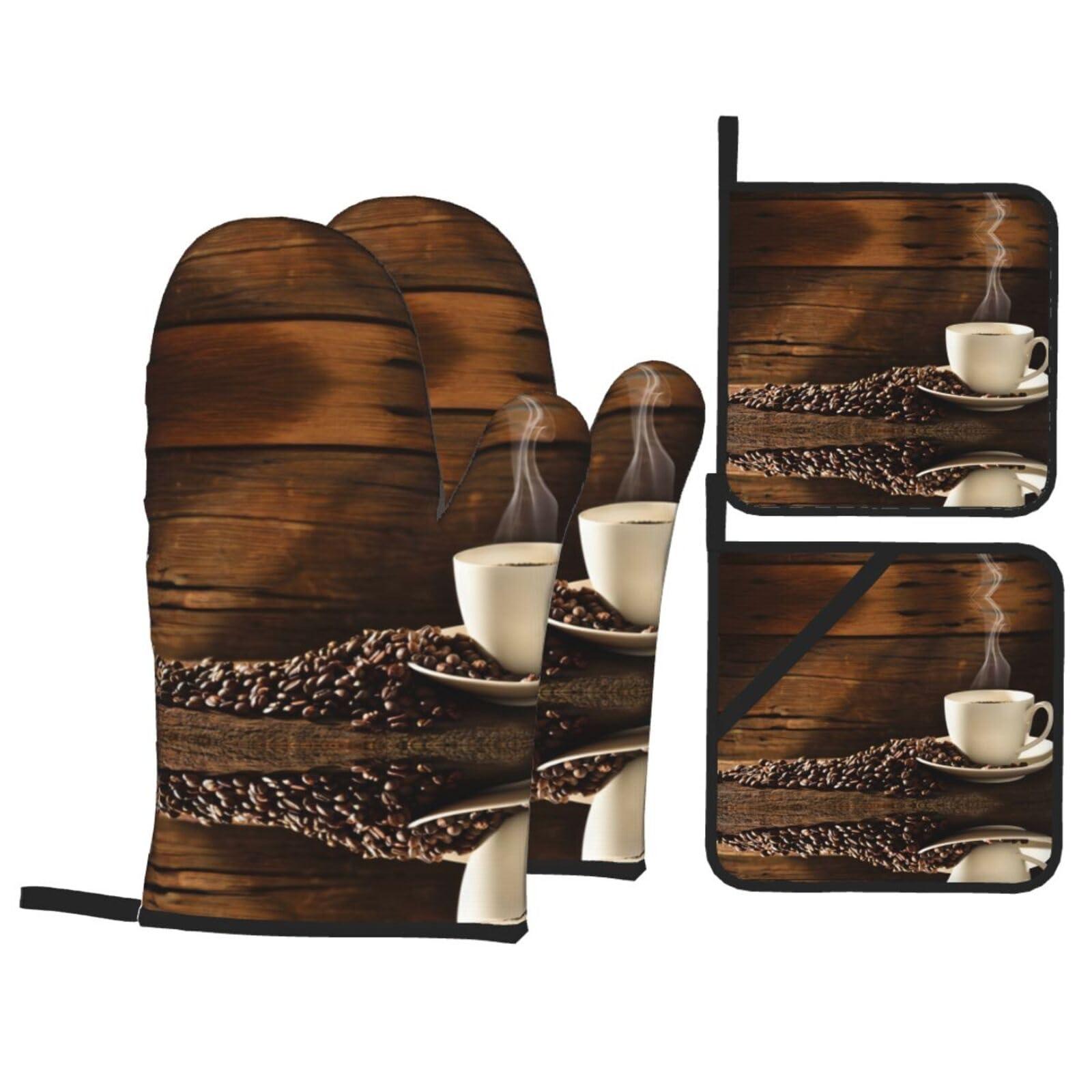Juego de 4 tazas de café para hornear y suministros impresos de cocina para asar a la parrilla