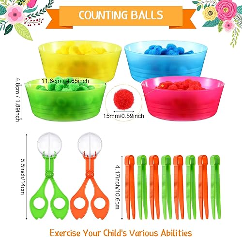 Miniatura 2 de 138 piezas de juguetes de habilidades motoras finas para educación temprana y desarrollo de entrenamiento de conteo de clasificación, para edades