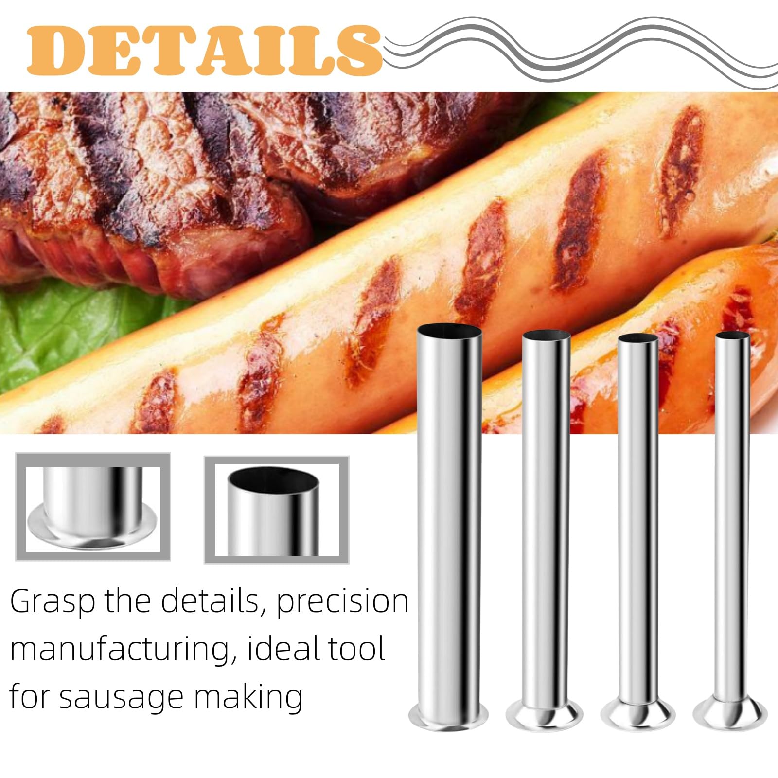 Check Stuffer Size Kitchen Aid Sausage Stuffer 3 Sizes Stainless Steel Sausage Stuffing ...