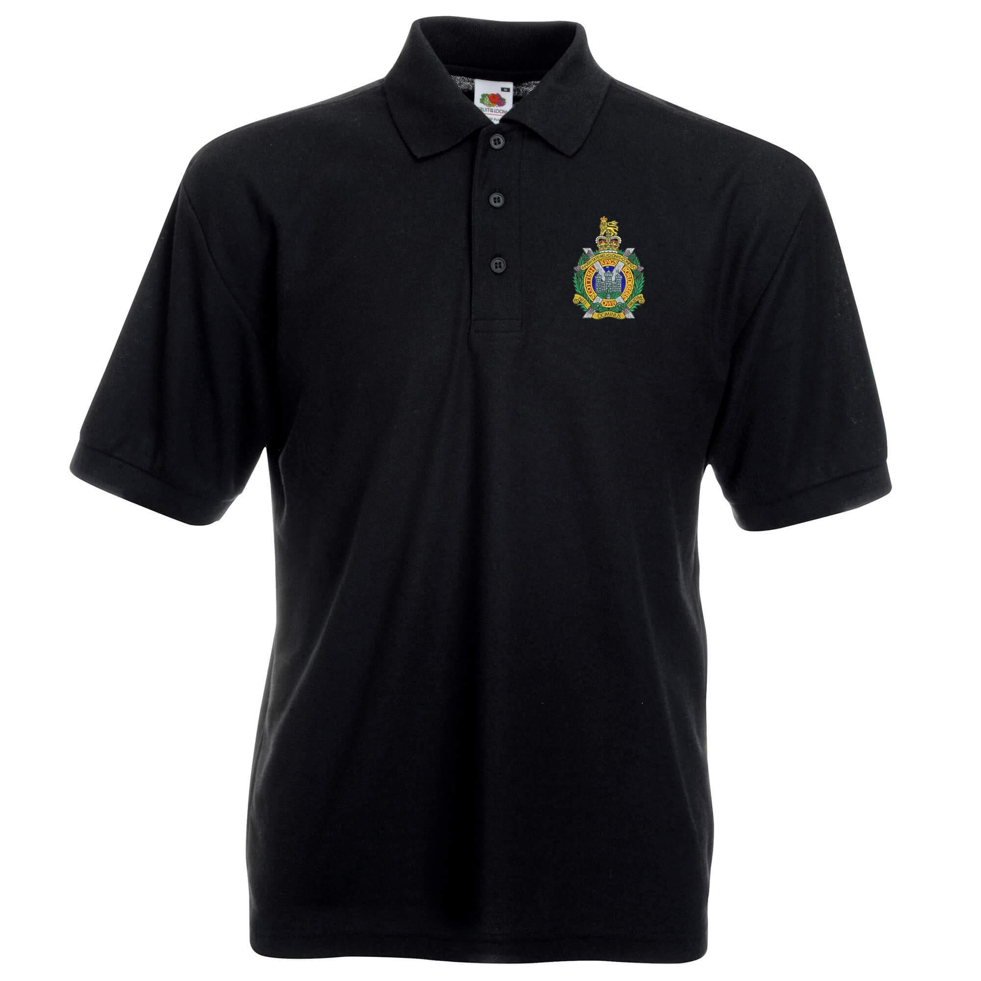 Pineapple Joe's Men's Black Kings Own Scottish Borderers Embroidered Polo - Large