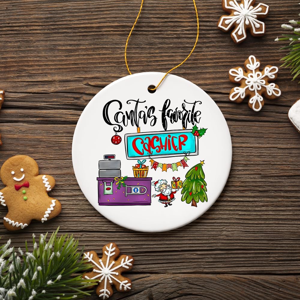 Santa’s Favorite Cashier Christmas Ornament, Appreciation Gift for Clerk image 3
