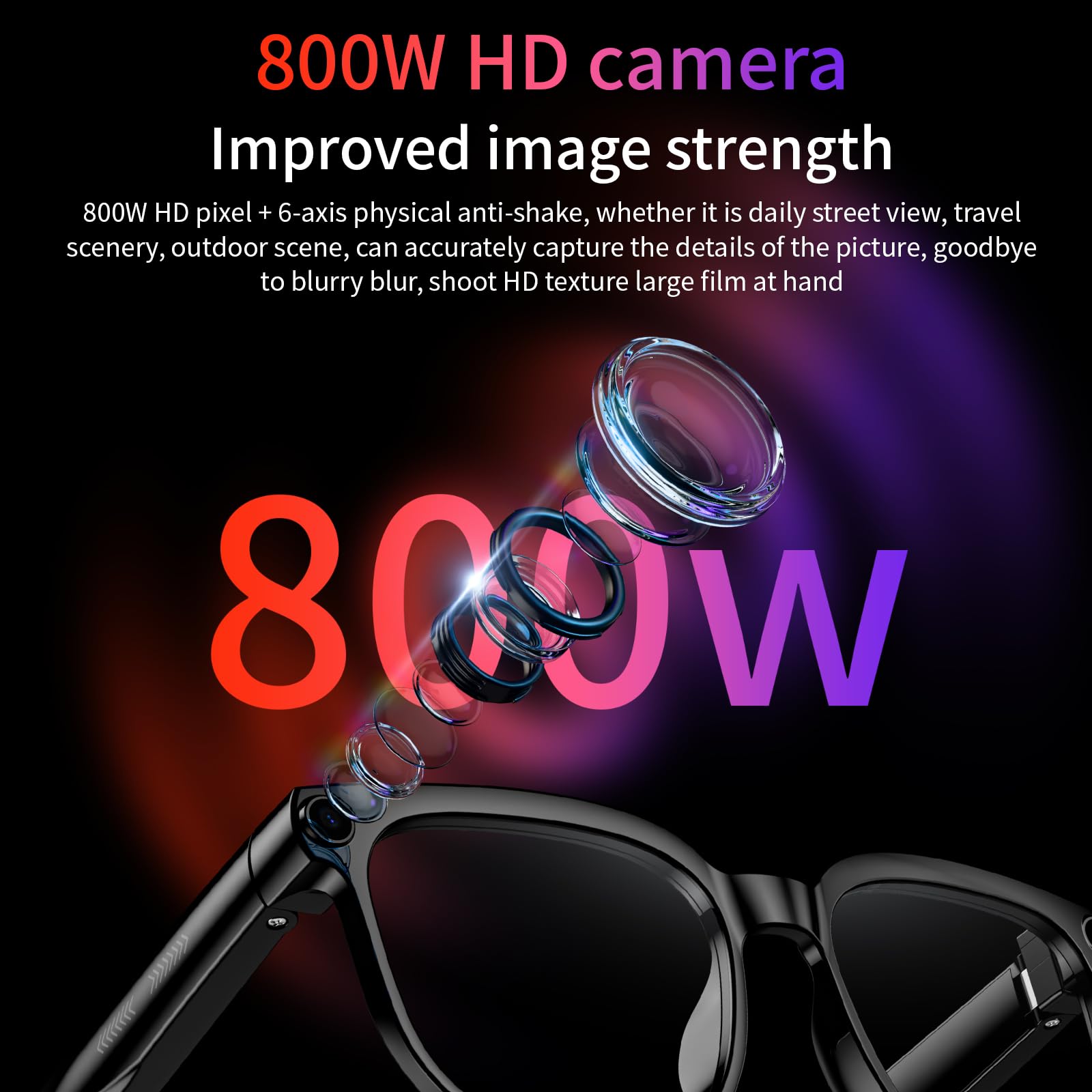 AI Smart Occhiali con fotocamera HD da 8 MP e audio, per uomini e donne - M02S