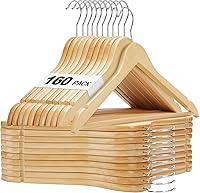 Vista 25 de HOUSE DAY - Juego de 10 perchas de madera blanca, percha de madera maciza con barra antideslizante, percha de abrigo de madera resistente