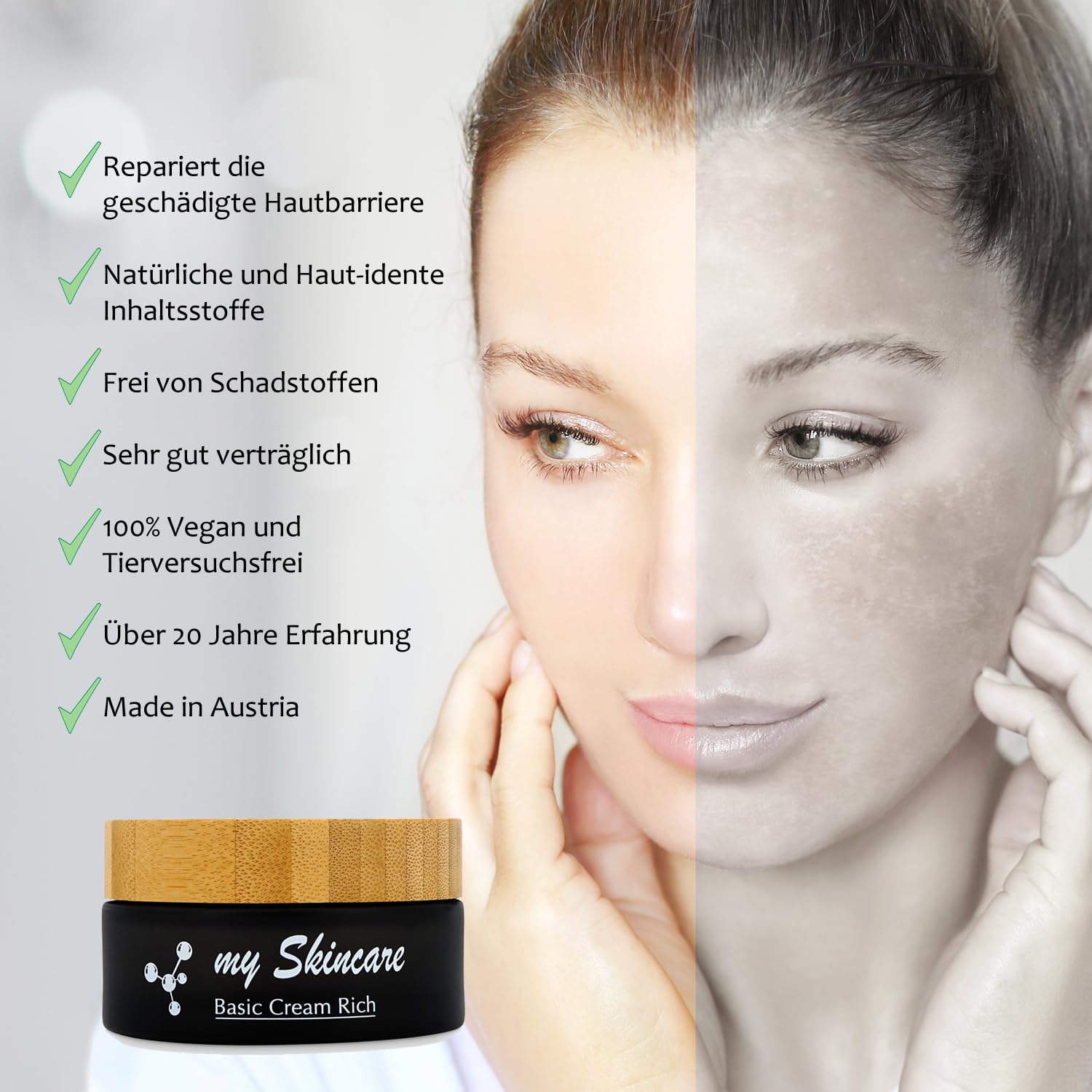 Gesichtspflege für sensible und trockene Haut - Pflege Set zum Selbermischen - sensitive Care - Sensitive Creme mit natürlichem UV-Schutz, 50ml