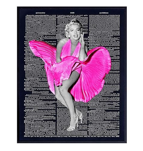 Marilyn Monroe Wall Art - Upcycled Dictionary Art Print - 8x10 Unframed Photo - Glam Gift For Vintage Hollywood Movie Fans - Chic Home Decor