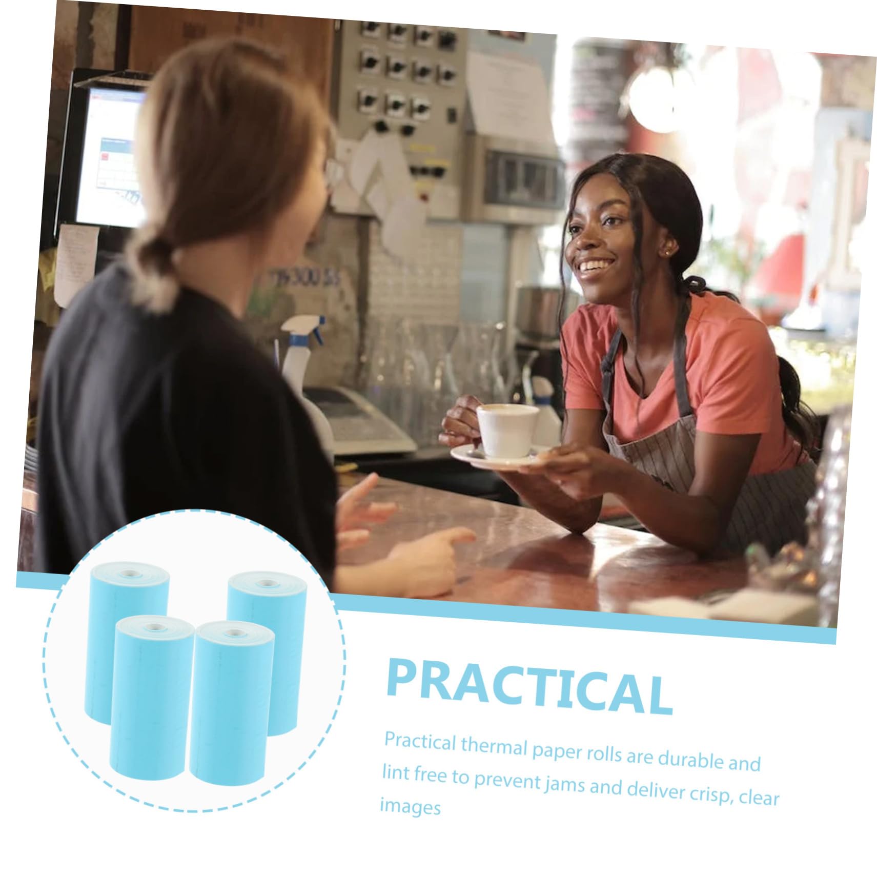 Sewroro 4 Rolls Thermal Printing Paper Instant Printer Paper Thermal Printing Label Thermal Printer Label Thermal Cash Paper Pink Thermal Label Printer Dissolvable Paper Blue