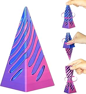 لعبة تململ مخروطية حلزونية مطبوعة ثلاثية الابعاد بتصميم هرمي لتخفيف التوتر وتخفيف التوتر للبالغين والكريسماس واعياد الميلاد (لون ارجواني وازرق)