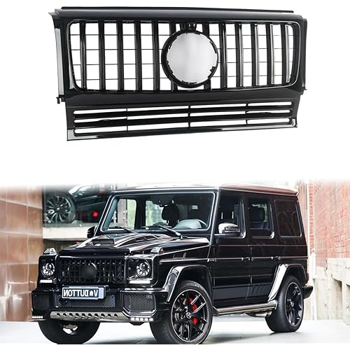 GT Front Grille FIT Mercedes Benz W463 G-CLASS Compatible with 1990-2018 ALL Black Bumper Grill