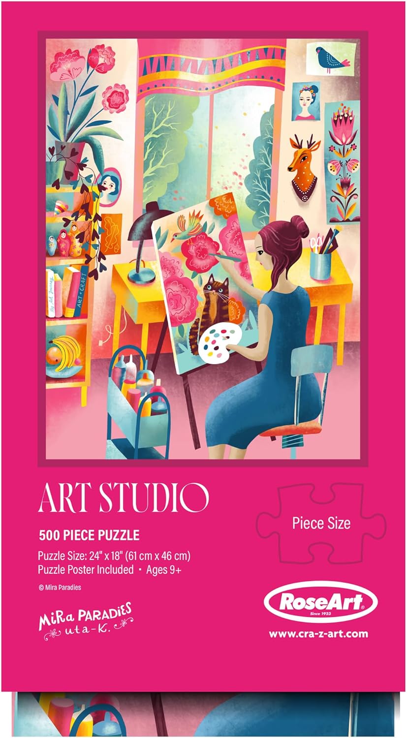 RoseArt - Vertical Visions - Art Studio - 500 Piece Jigsaw Puzzle - Vibrant Artist Studio Puzzle for Adults