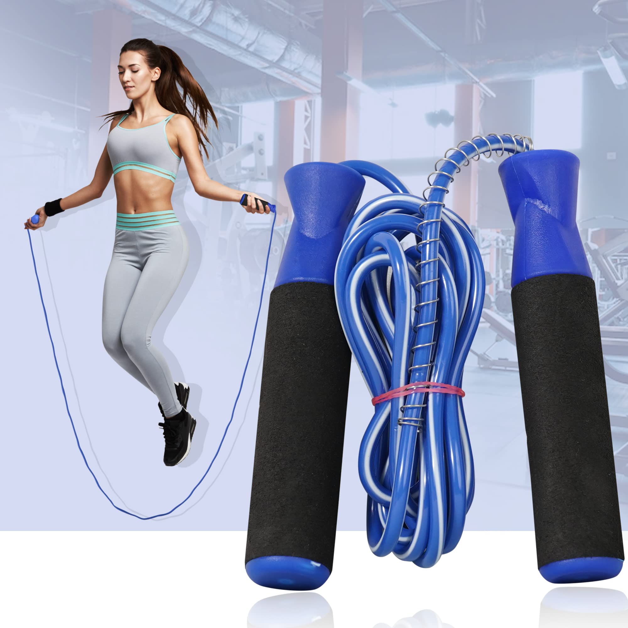 PROUT Skipping Rope | Jump Rope | Single Foam Skip Rope | Adjustable Jumping Rope | Skip Rope with Foam Handles for Women, Men, Kids (Blue)-image-8