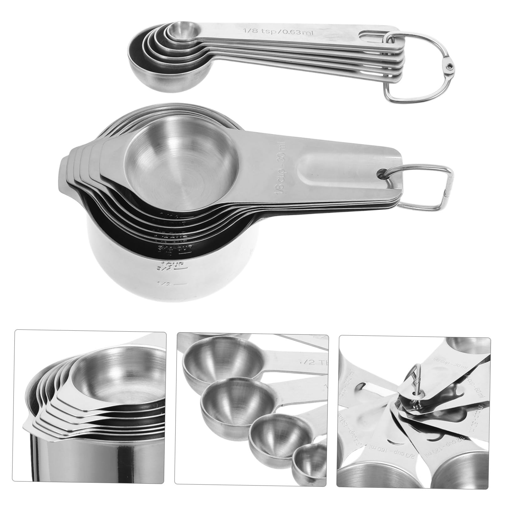 UKCOCO 2 Ensembles Ensemble D'outils De Mesure Cuisine Cuillères à Mesurer De Cuisine Cuillère De Service Acier Inoxydable