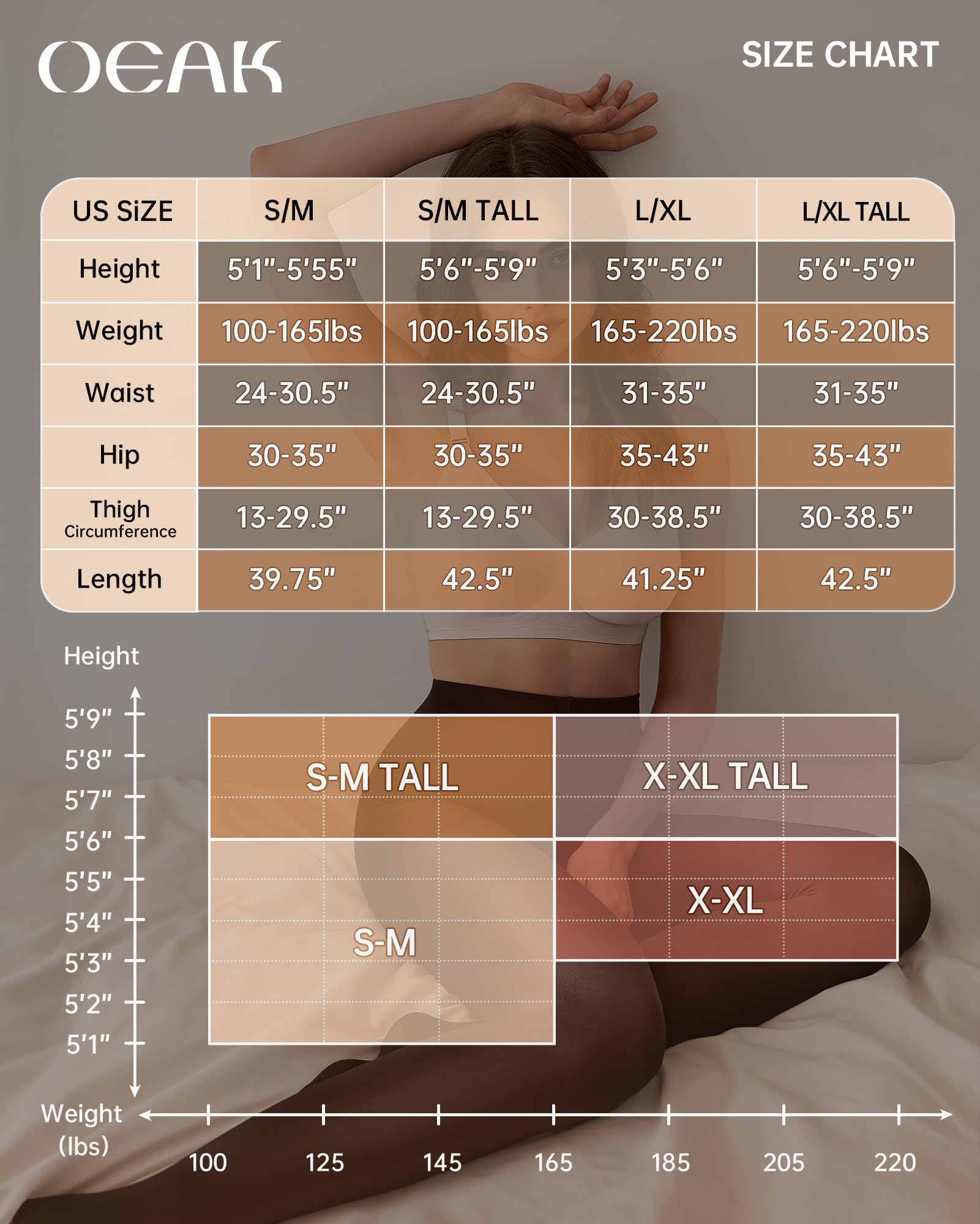 OEAK Lot de 2 paires de collants thermiques doublés en polaire pour femme