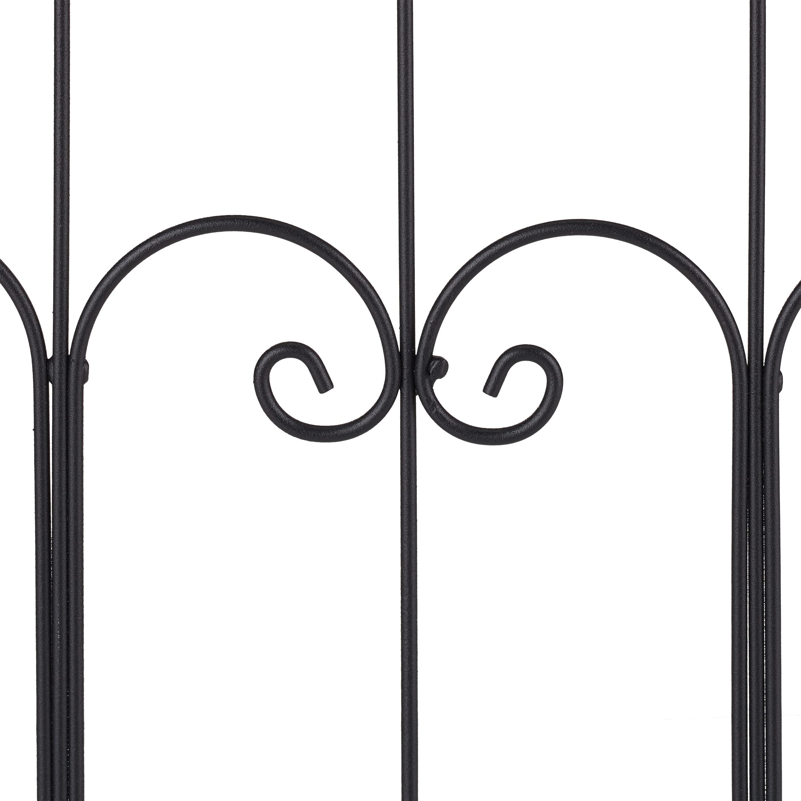 Relaxdays Barrière de Jardin décorative en métal (Fer), à Planter, Jolies Courbes, 4 éléments chacun HL 60x60 cm, Noire