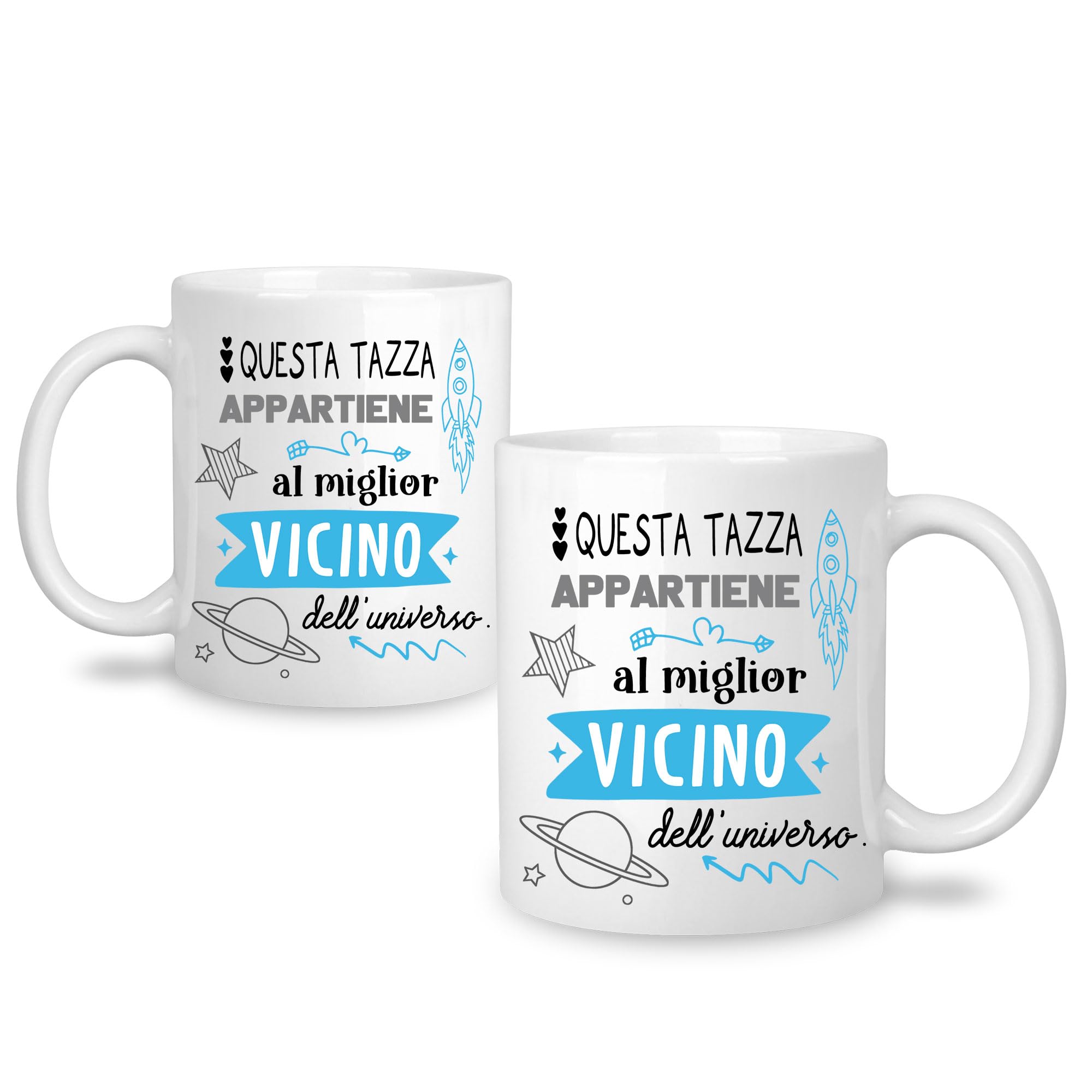 Yufansd Mug Tazza Caffè - al Miglior Vicino dell'Universo - Regali per Vicino Amici Fantastico Vicino Regalo Addio Trasloco Regali di Inaugurazione della Casa per il Vicino Ceramica 350 ML (Vicino)