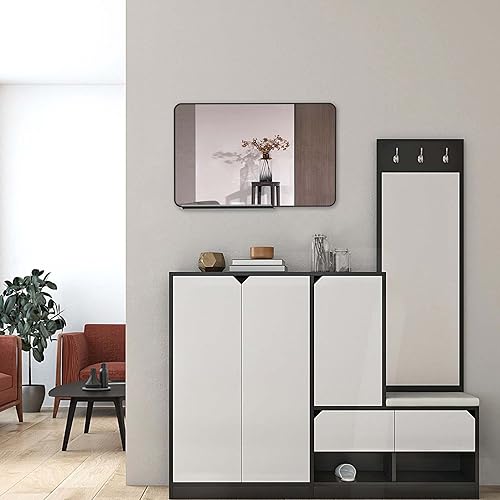 Miniatura 2 de WONSTART Espejo de pared grande negro moderno, 36 x 24 pulgadas, marco de aluminio rectangular, espejo para colgar en la pared horizontal o vertical