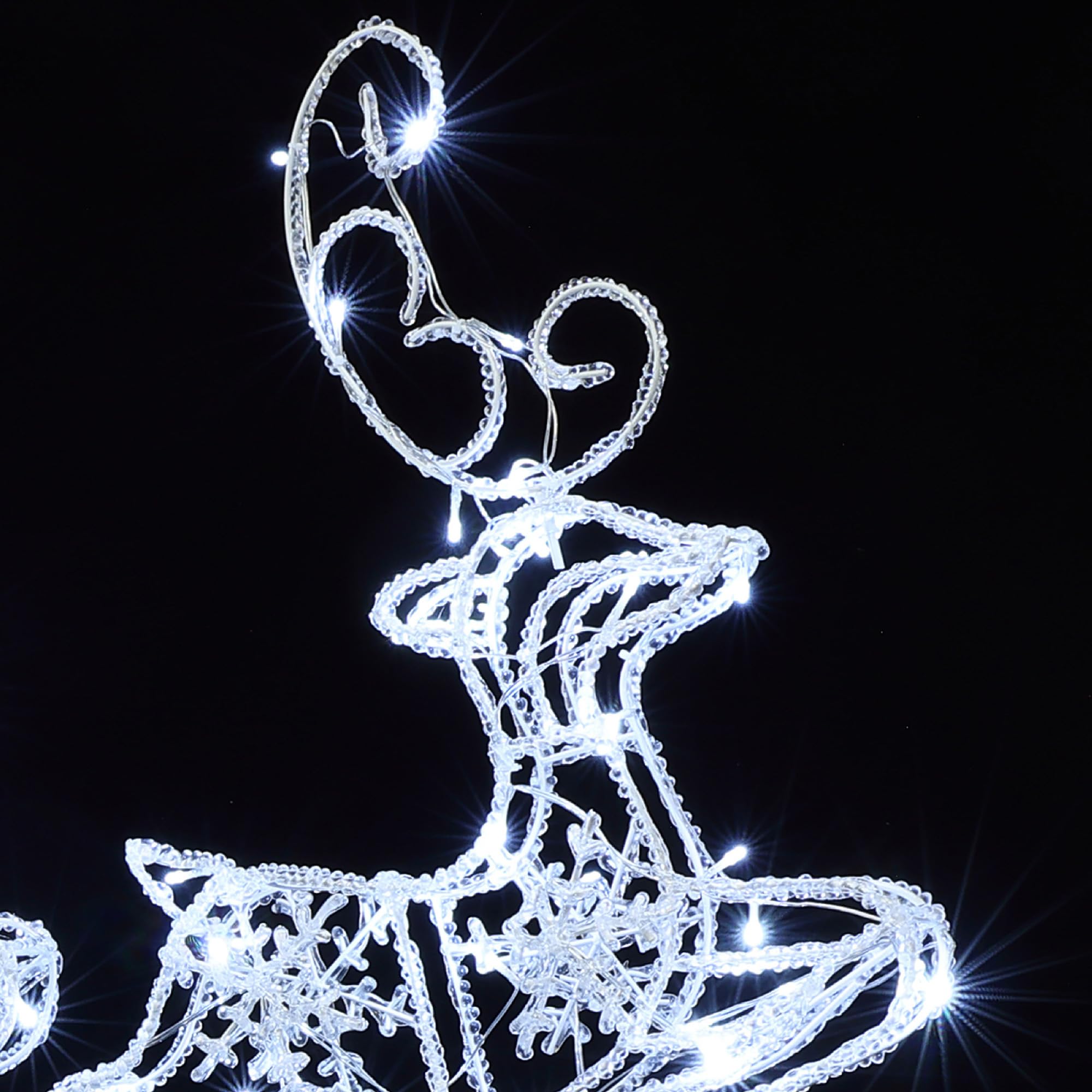 Hometopia LED 2 Rentiere mit Schlitten mit 250 LEDs 55 cm – Leuchtende Weihnachtsdekoration für Innen und Außen
