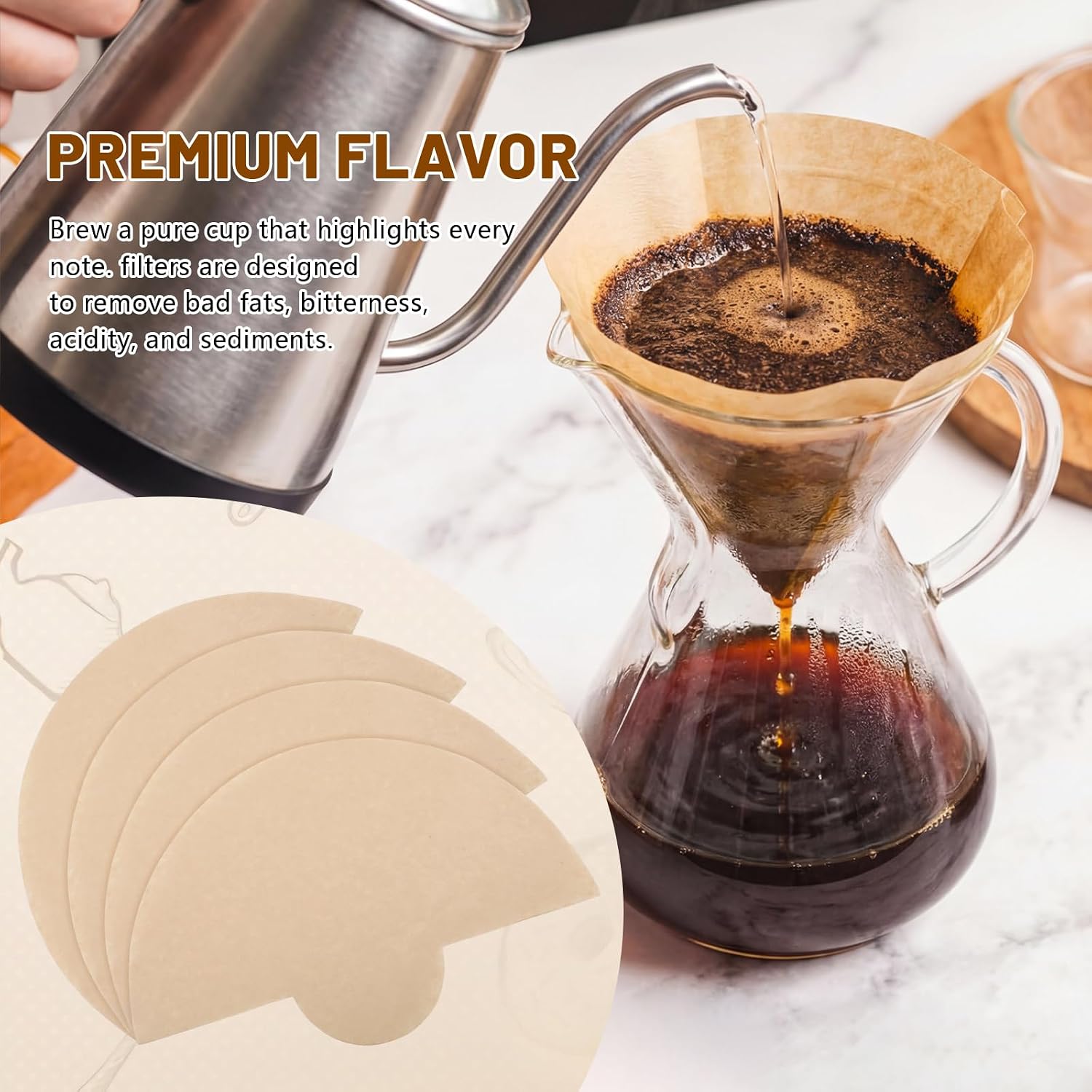 Lemonroad 200 Count Half Moon Coffee Filters Unbleached 3-6 Cup Filters