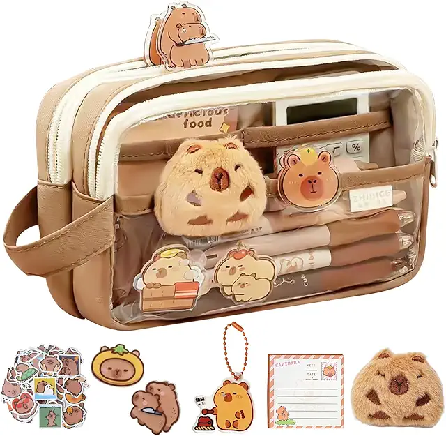 Trousse Kawaii Capybara Grande Capacité pour Scolaire et Bureau