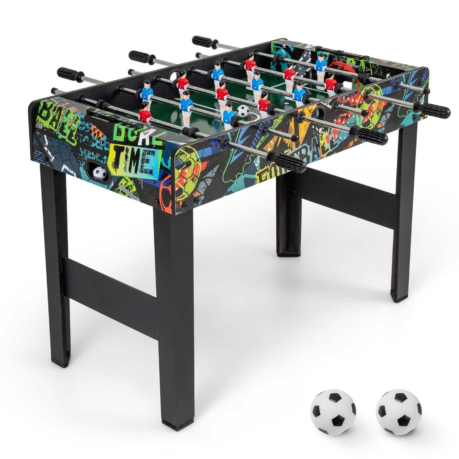 HOMASIS 2 in 1 Calcio Balilla Rimovibile per Bambini e Adulti, Calcetto da Tavolo con 2 Palline, 14 Giocatori e 2 Segnapunti, Biliardino per Bambini in Legno per Feste