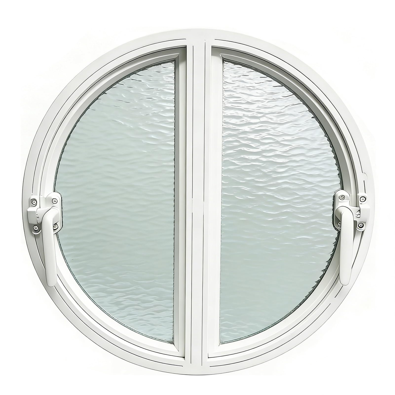 Ventana Ventana Redonda con Marco De Aluminio Y Vidrio Templado, Ventana Abatible De Doble Apertura con Manija con Cerradura para Dormitorios/Ducha/cobertizo(White,79 cm/31.1 in)