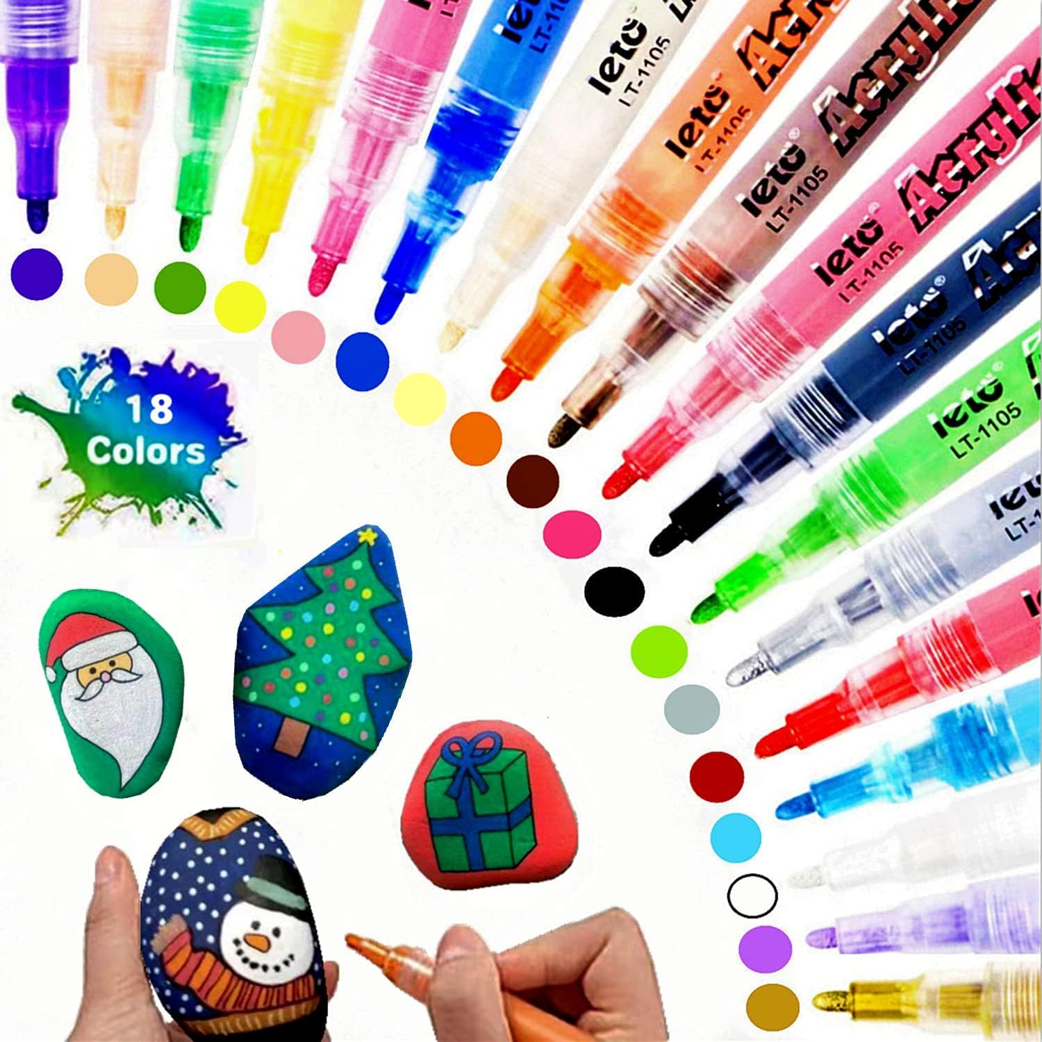 Wenrescry Acrylstifte 48 Farben - Wasserfeste Künstlermarker Für Steine & Leinwand