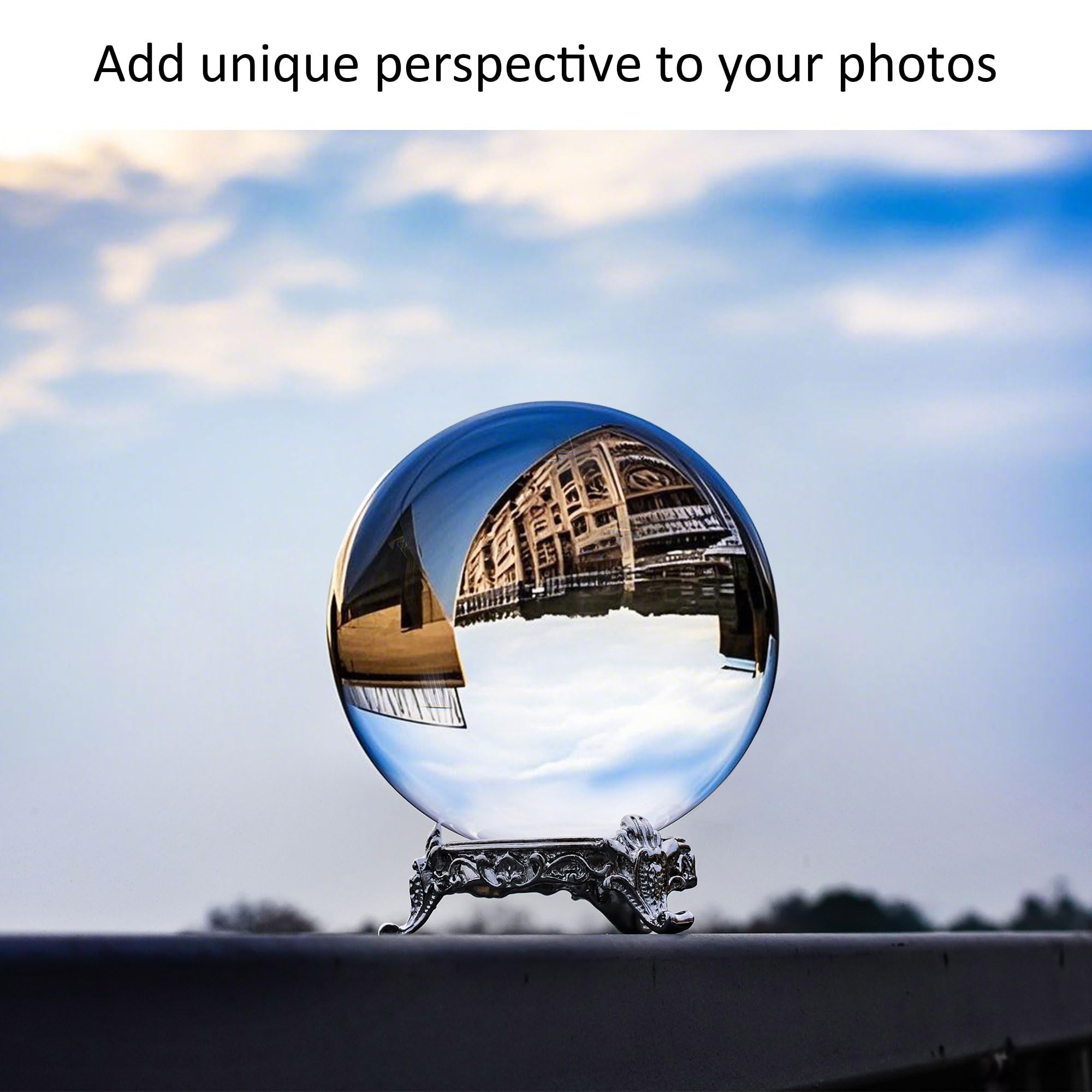 QFkris Bola de Cristal Transparente de 80 mm con Soporte para adivinación de adivinación, Esfera de Cristal para Magia, Bola Decorativa de 3.1 Pulgadas para fotografía de Lentes, Feng Shui