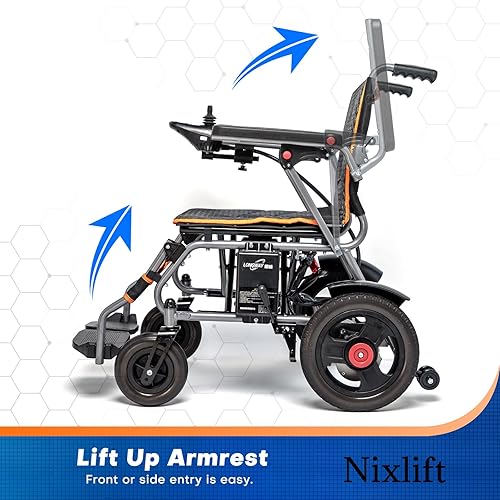 Miniatura 7 de Nixlift Silla de ruedas motorizada plegable para adultos - Antivolquete, joystick de 360 - Reposabrazos abatibles - Diseño ligero todo terreno -