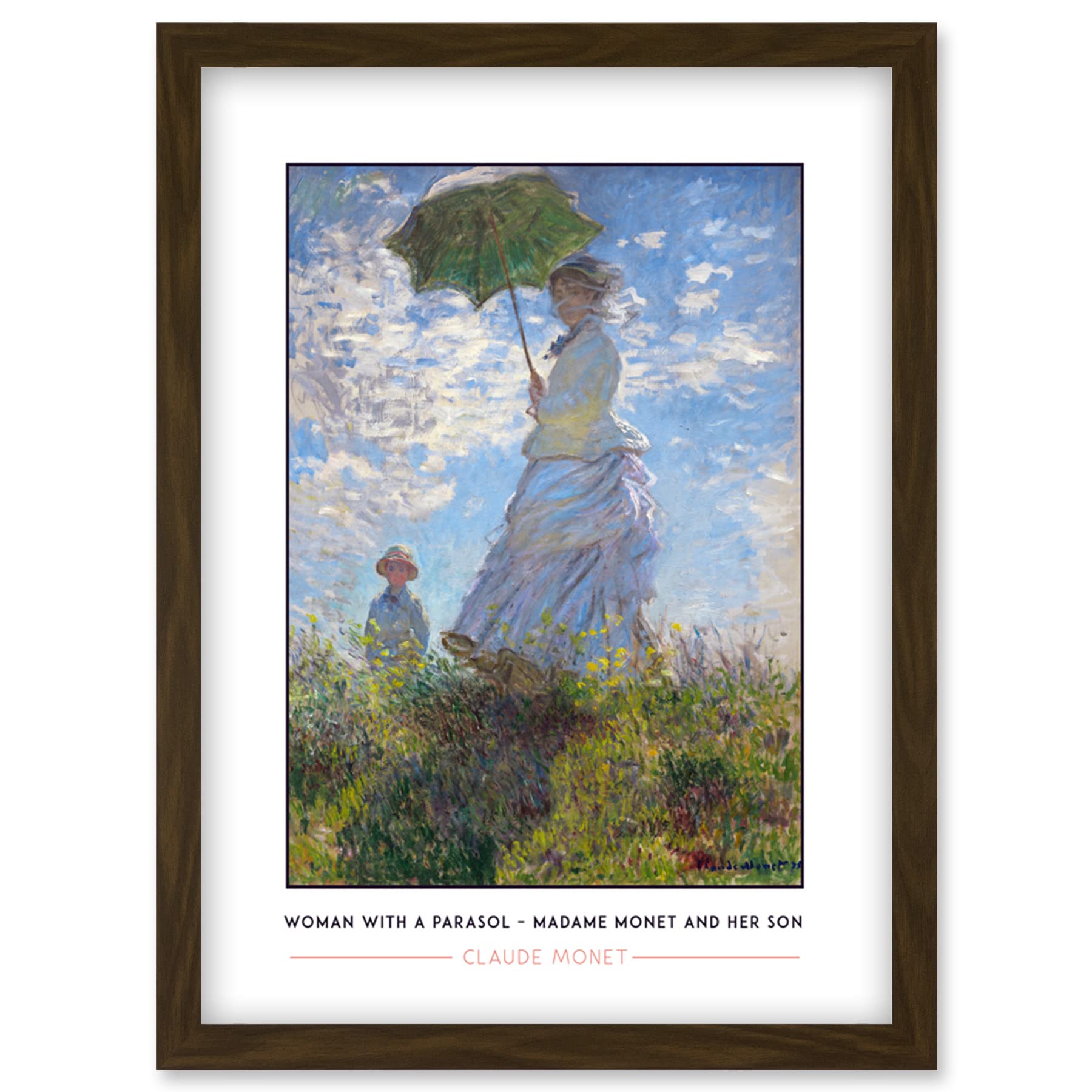 Claude Monet Woman With A Parasol - Framed Wall Art Print - A4 - Artery8