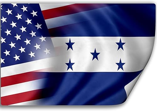 Pegatina (Decal) con Bandera de Honduras y Estados Unidos (Honduran)