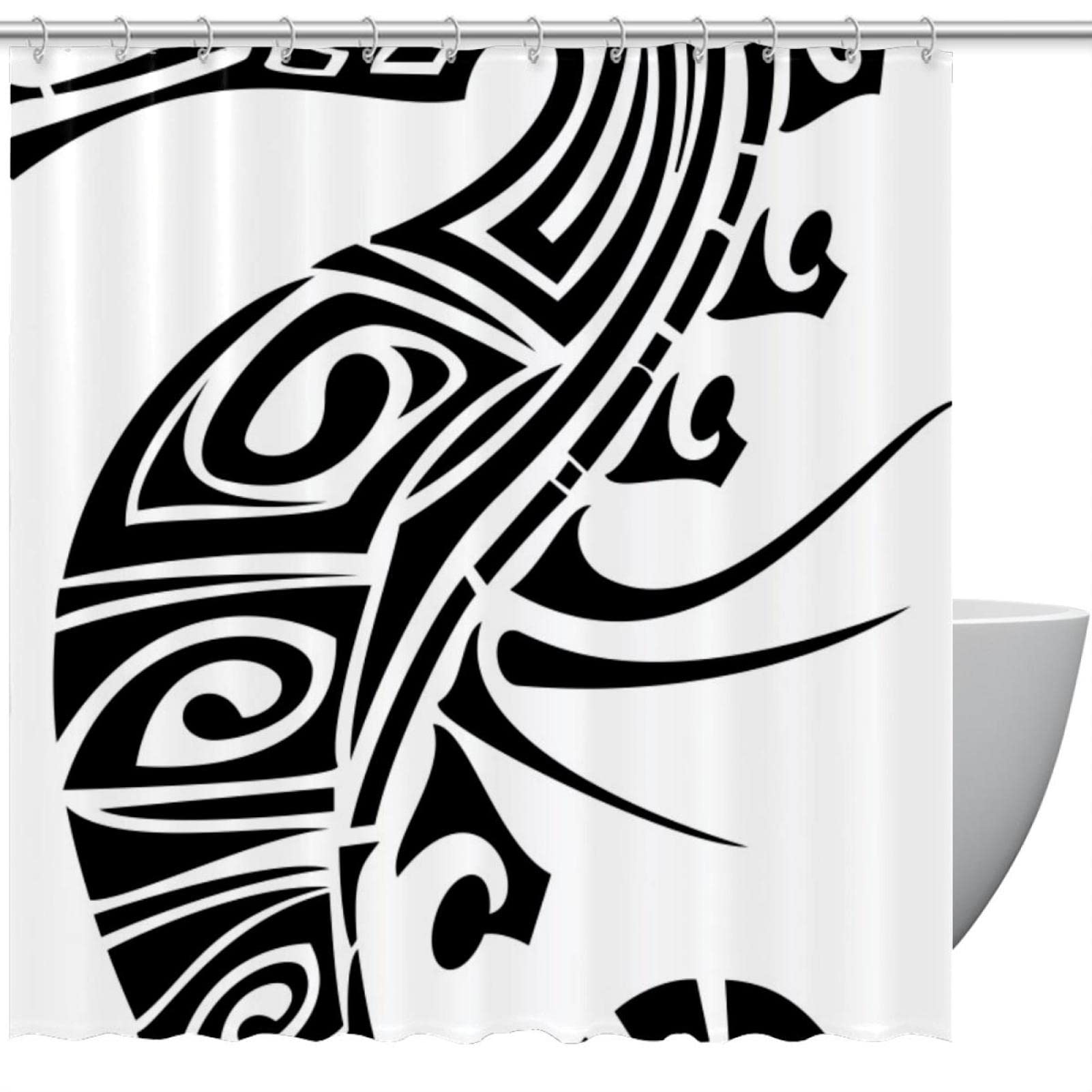 Rideau de douche imperméable contre les éclaboussures au motif hippocampe 183cm