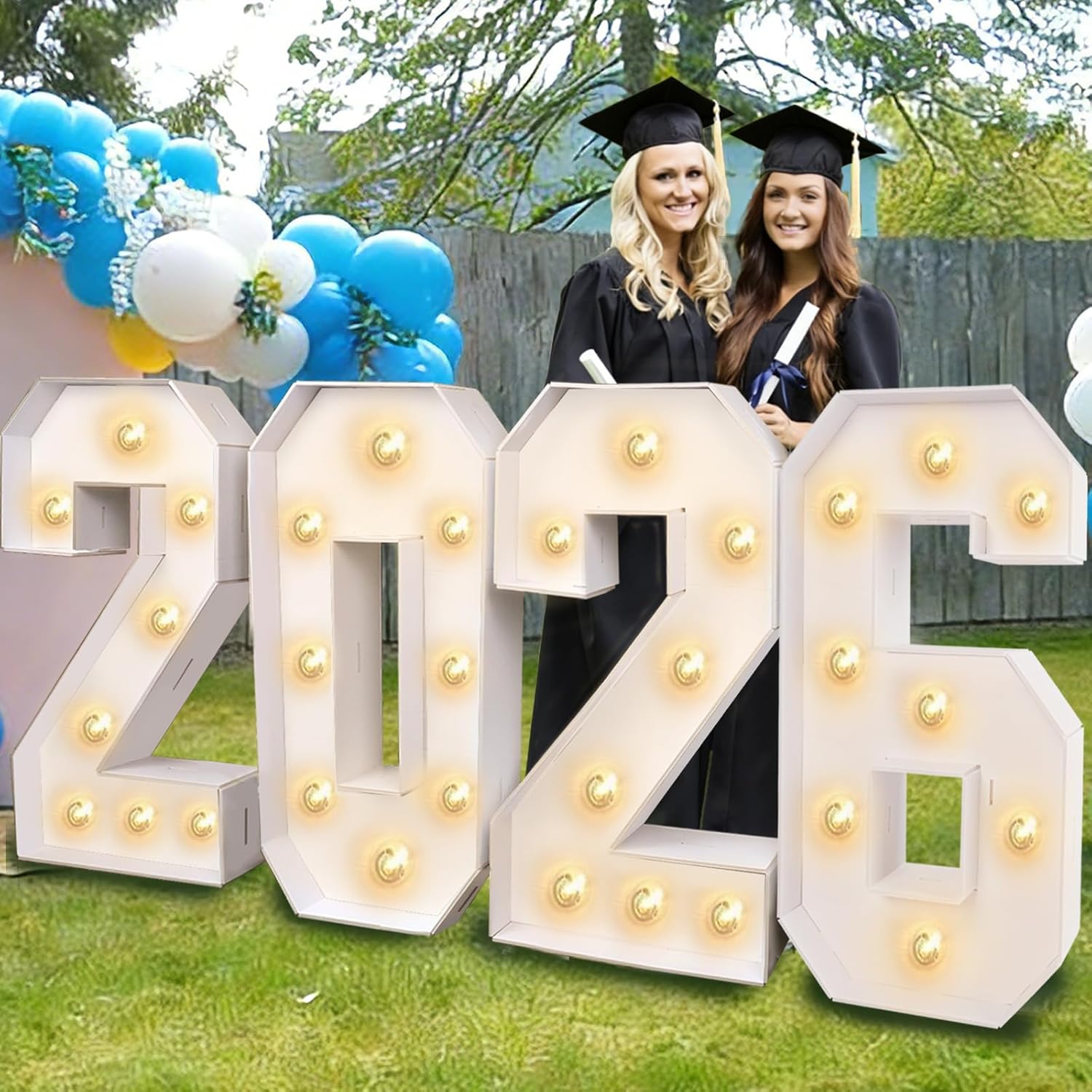 2026 Graduation Decorations - 4FT Large Pre-Cut 2026 Light-Up Marquee Numbers Kit - Mosaic Foam Board Sign - Class of 2026 Party Supplies Decor for Kindergarten Preschool High School College Prom