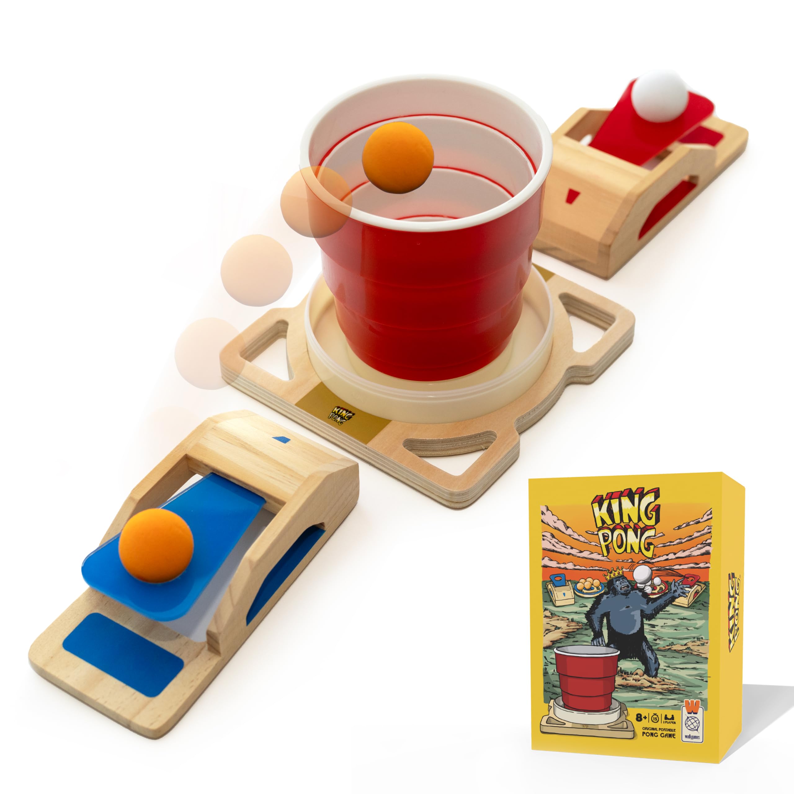 King Pong Original Shot-Making Tabletop Game for Kids, Teens &amp; Adults | 1-4 Players | Skill-Based &amp; Easy to Learn | First to 3 Wins | Competitive Friends &amp; Family Game Night