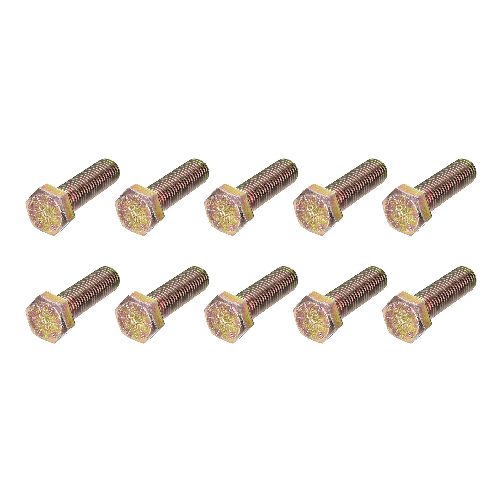 METALLIXITY Hex Bolts (3/4-10x2-1/2") 10Pcs, Carbon Steel Zinc Plated Fully Threaded, Coarse Thread UNC Hex Head Screw Bolt