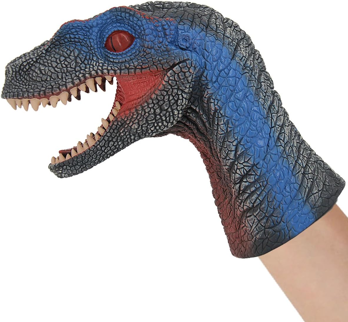Velociraptor Hand Puppet for Kids Soft Rubber 10.6 Inch Realistic Velociraptor Dinosaur Toy T001