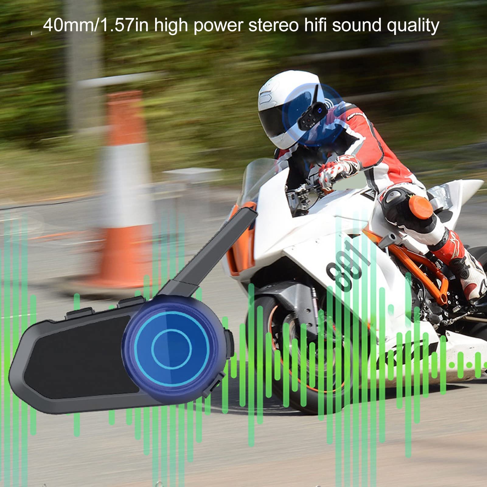 Intercomunicador Bluetooth para Moto con Alcance de 1200 M y Reducción de Ruido para 6 Conductores Aventuras en Moto