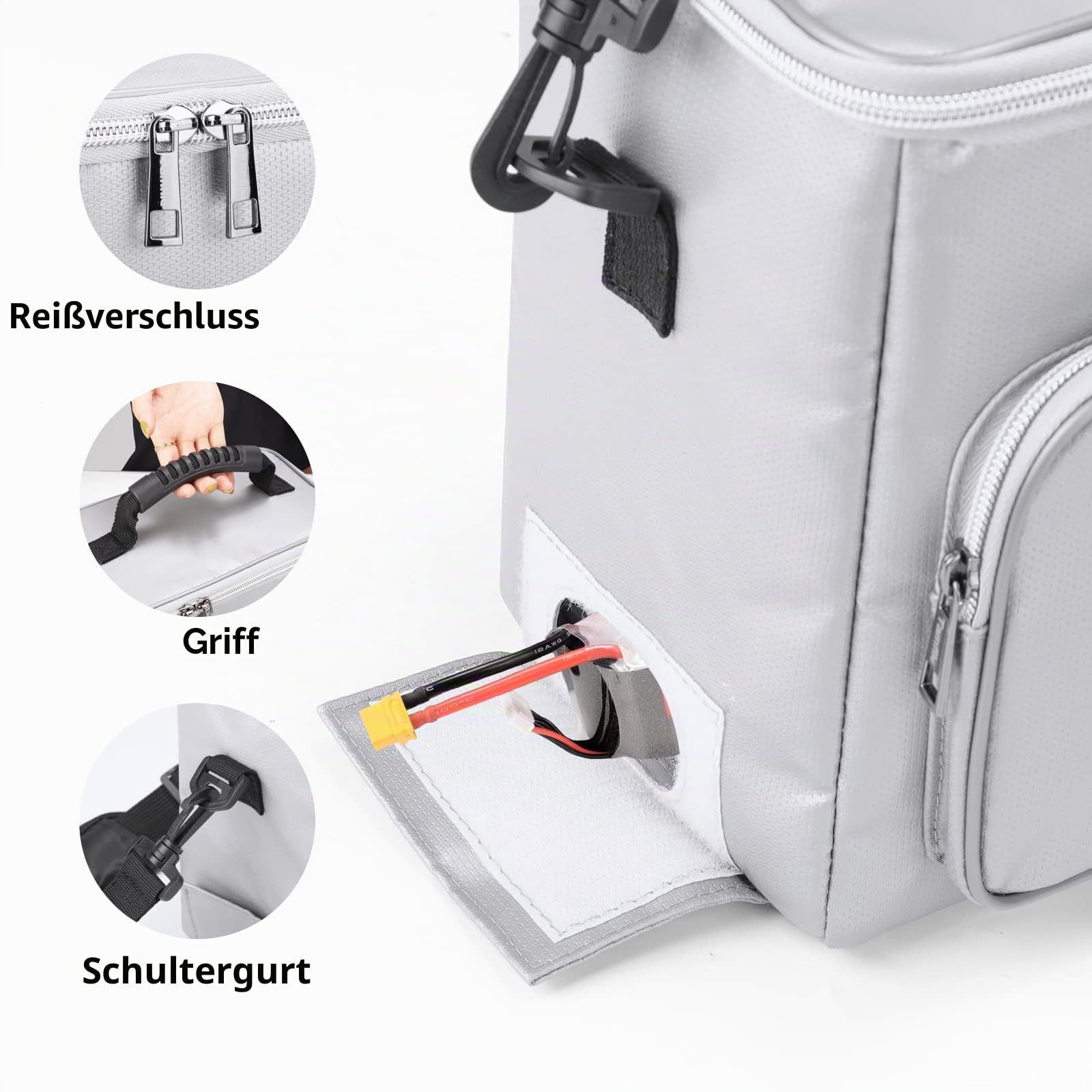 Tamfile Lipo-Akkutasche Lipo Batterietasche, feuerfeste, explosionssichere Lipo Safe-Tasche, 26 x 23 x 16 cm, große Kapazität, Lipo-Batterie-Aufbewahrung, sichere Tasche zum Laden