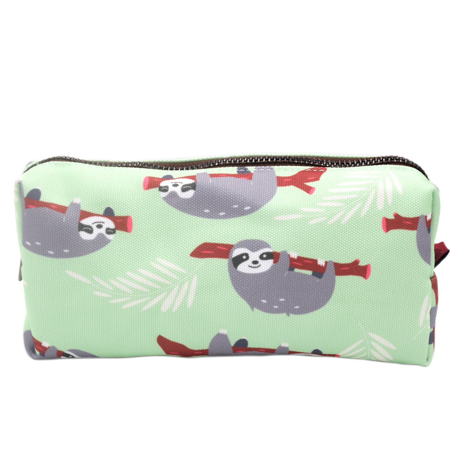 LParkinSloth Students Super Large Capacity Canvas Pencil Case Pen Bag Pouch Stationary Case Makeup Cosmetic Bag (Green)