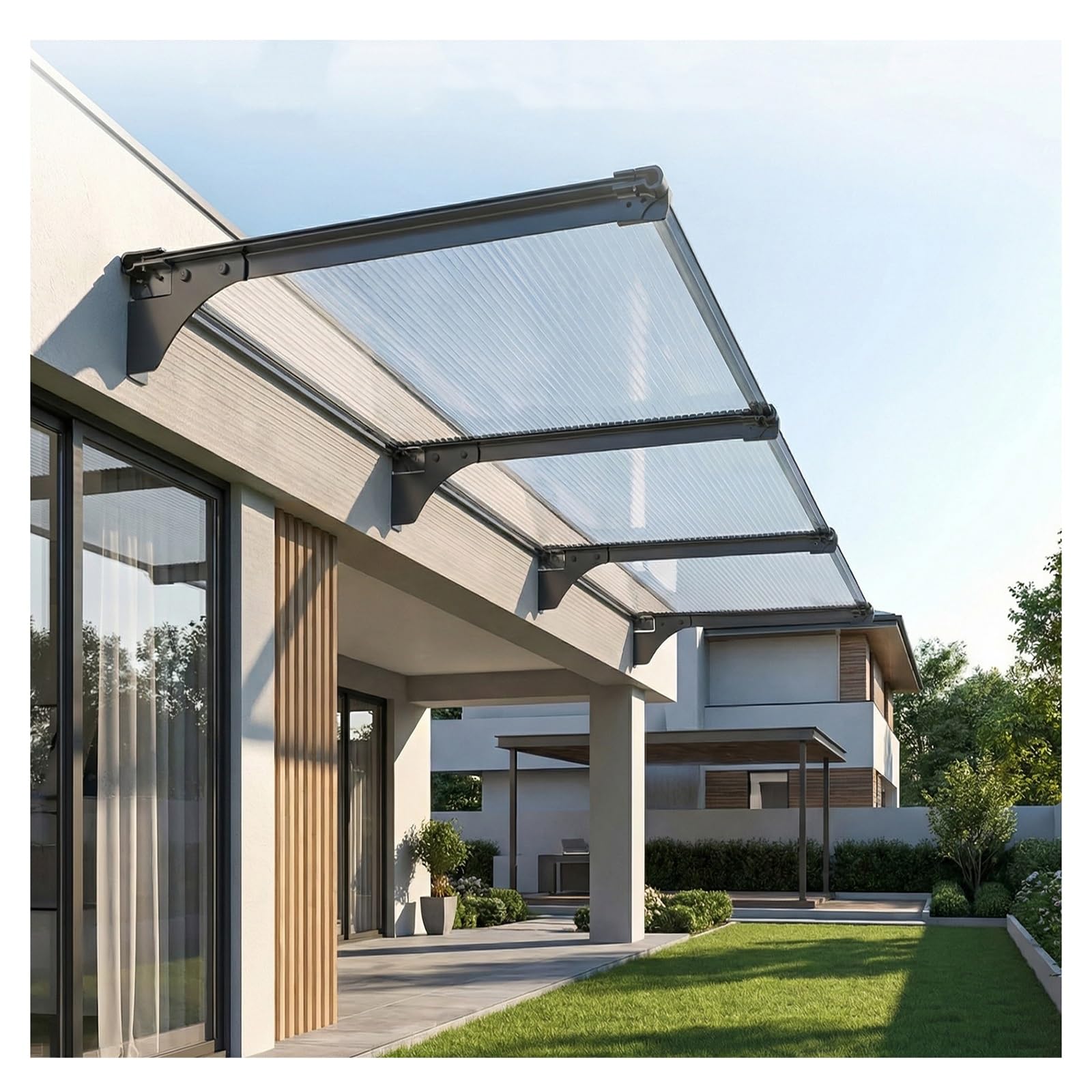 Tettoia per Porta Moderna Ingresso，pensilina tettoia per Porta d'ingresso，Tettoia per Finestre e Porte，pensilina for Finestra，tendalino per Finestra per Esterno(110x200cm/43x79in)