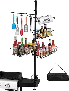 Fresh Fab Finds Griddle Caddy With Paper Towel Holder Hook Baskets BBQ Accessories Storage Rack Vertical Standing BBQ Organizer Grill Utensil Storage Fit For Blackstone main image 1