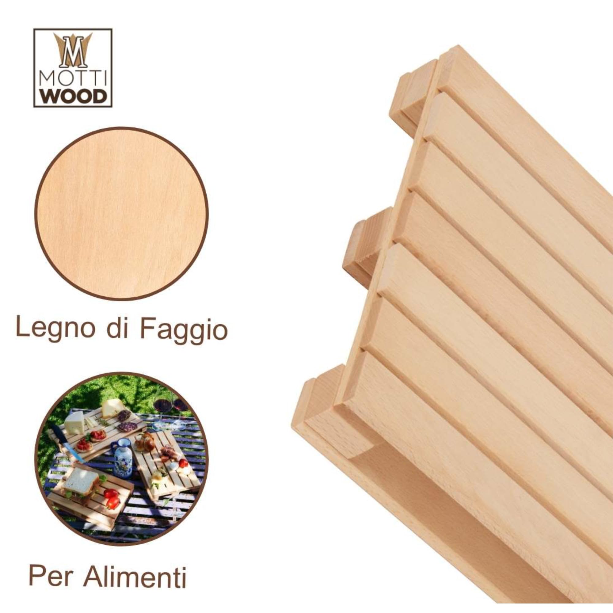 Tagliere Vassoio Pallet, Legno Faggio, 30×20x4h cm, Vassoio Aperitivi, Pedana in Legno, Made in Italy (2)